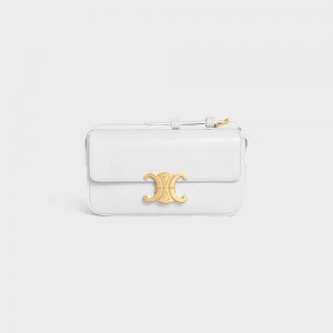 Arctic White Celine Shoulder Bag in shiny calfskin Triomphe | CL-593244