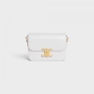 Arctic White Celine Teen Bag in shiny calfskin Triomphe | CL-593206