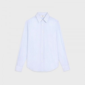 BLANC/BLEU CIEL Celine LOOSE IN COTTON POPLIN Shirts | CL-592176