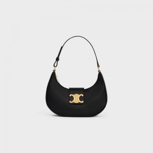 Black Celine Ava Soft Bag in Smooth Calfskin Triomphe | CL-593171