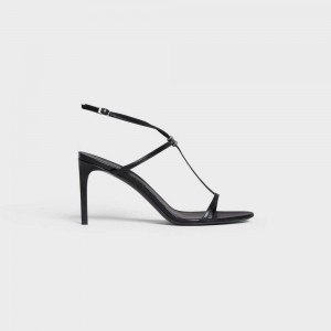 Black Celine BAR TRIOMPHE in CALFSKIN Sandals | CL-592598