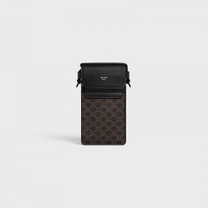 Black Celine FLAP in Triomphe Canvas and Lambskin Pouch | CL-591781