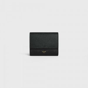 Black Celine Small trifold in Grained calfskin Wallets | CL-593002