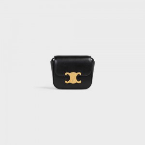 Black Celine TRIOMPHE in Shiny calfskin Mini Bags | CL-593008