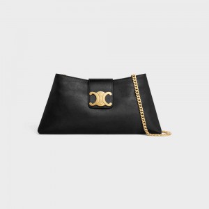 Black Celine WILTERN CLUTCH SOFT in SMOOTH CALFSKIN Triomphe | CL-593175