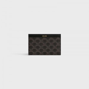 Black Celine in Triomphe canvas and calfskin Card Holders | CL-591800