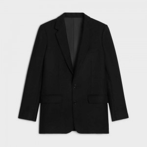 Black Celine long in cashmere flannel Jackets | CL-592654