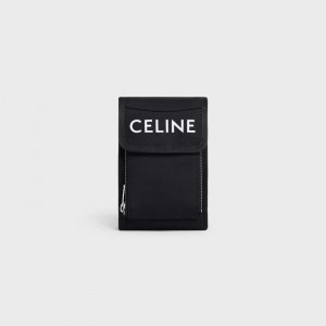 Black Celine trekking flap phone pouch in nylon with celine print Pouch | CL-591783