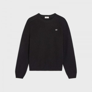 Black / Off White Celine triomphe crew neck in wool and cashmere Knitwear | CL-592094