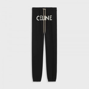 Black / white Celine TRACK IN COTTON FLEECE Pants | CL-592031