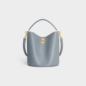 Blue Grey Celine Bucket Bag in Smooth Calfskin 16 | CL-593255