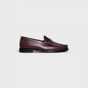 Burgundy Celine LUCO Triomphe in POLISHED BULLSKIN Loafers | CL-591885