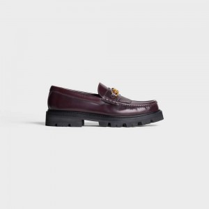 Burgundy Celine MARGARET WITH TRIOMPHE CHAIN in POLISHED BULL Loafers | CL-592522