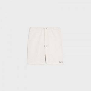 Cream / Black Celine embroidered in cotton fleece Shorts | CL-592077