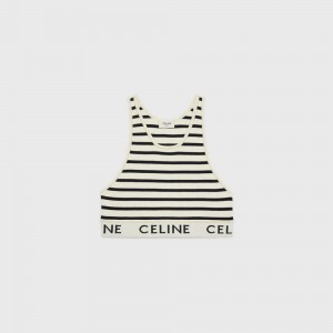 Cream / Navy Celine MESH SPORTS BRA Sweatshirts | CL-592809