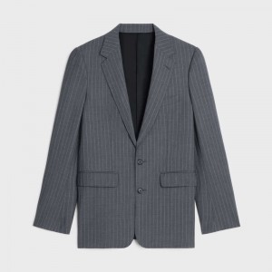 GRIS/CRAIE Celine classic in striped wool Jackets | CL-591985