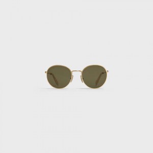 Gold/Green Celine Metal Frame 06 in Metal with Mineral Glass Lenses Sunglasses | CL-591759