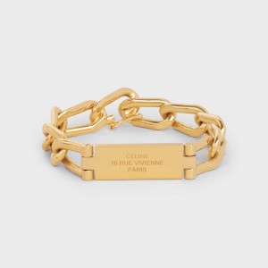 Gold Celine 16 Rue Vivienne Gourmette in Brass with Gold Finish Bracelets | CL-592212