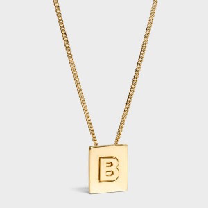 Gold Celine Alphabet B in Brass with Gold finish Necklaces | CL-592265