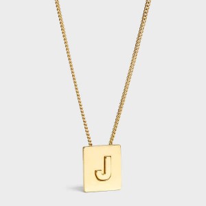 Gold Celine Alphabet J in Brass with Gold finish Necklaces | CL-592273