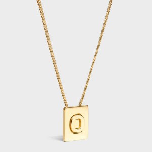 Gold Celine Alphabet O in Brass with Gold finish Necklaces | CL-592278