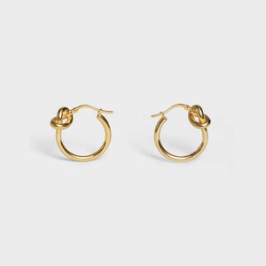 Gold Celine Knot Small Hoops in Brass with Gold finish Earrings | CL-592311