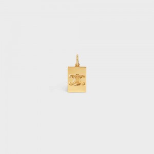 Gold Celine Separables Triomphe Interlocked Pendant in Brass with Gold Finish Necklaces | CL-592261