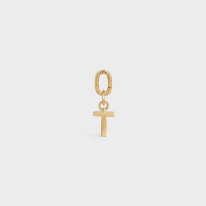 Gold Celine T CHARM in Brass Leather Goods Accessories | CL-592939