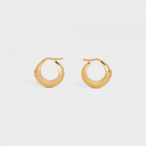 Gold Celine Triomphe Bold Hoops in Brass with Gold Finish Earrings | CL-592306