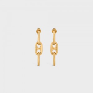 Gold Celine Triomphe Dangling in Brass with Gold finish Earrings | CL-592309