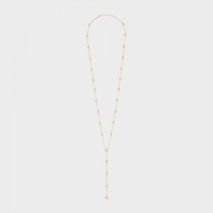 Gold Celine Triomphe Folk Beads Sautoir in Brass with Gold Finish Necklaces | CL-592245