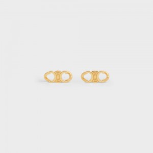 Gold Celine Triomphe Gourmette Studs in Brass with Gold Finish Earrings | CL-592310