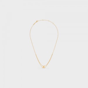 Gold Celine Triomphe Suspended in Brass with Gold Finish Necklaces | CL-592247