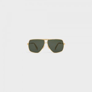 Gold / Green Celine Metal Frame 24 in Metal Sunglasses | CL-592409