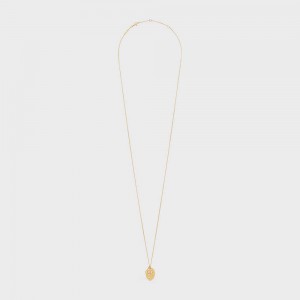 Gold / Ivory Celine Triomphe Folk Pearl in Brass with Gold Finish and Resin Pearls Necklaces | CL-592257