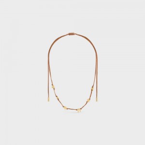 Gold / Tan Celine Plage Multi in Brass with Gold Finish and Polyester Necklaces | CL-592260