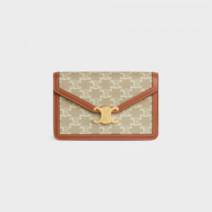 Grege Celine WALLET ON CHAIN TRIOMPHE in TRIOMPHE CANVAS AND CALFSKIN Mini Bags | CL-593026