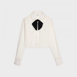 Ivory Celine CROPPED ROMY IN SILK CREPE Shirts | CL-592817