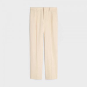 Ivory Celine Jude double-pleated in silk Panama Pants | CL-592738