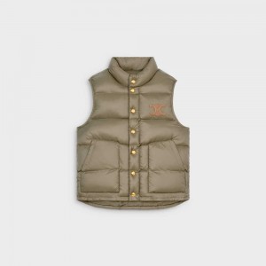 Kaki Celine quilted vest in lightweight nylon Jackets | CL-592683