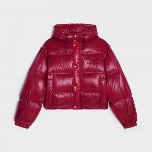 Light Burgundy Celine Cropped Triomphe down in lightweight Nylon Jackets | CL-592682