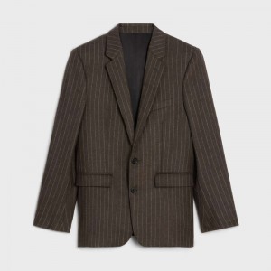 Marron/Craie Celine in striped flannel Jackets | CL-592002