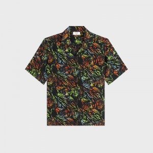 NOIR/MULTICOLORE Celine hawaiian in printed crepe de chine Shirts | CL-592147