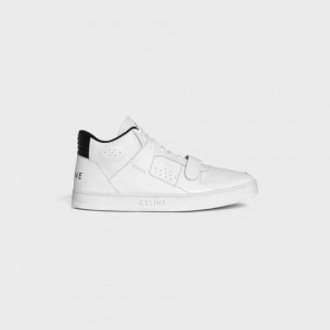 Optic White / Black Celine C02 MID WITH VELCRO in CALFSKIN Sneakers | CL-591912