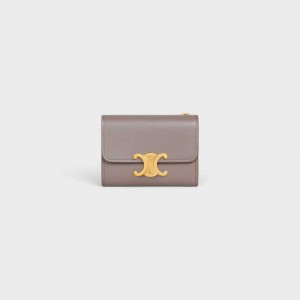 Pebble Celine COMPACT WITH COIN TRIOMPHE in Shiny calfskin Wallets | CL-592981