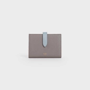 Pebble/ Mineral Celine Medium strap in Bicolour Grained Calfskin Wallets | CL-592991