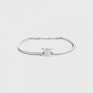 Silver Celine Triomphe Articulated in Brass with Rhodium Finish Bracelets | CL-592210