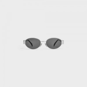 Silver / Smoke Celine Triomphe Metal 01 in Metal Sunglasses | CL-592400