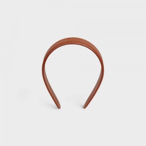 Tan Celine Cuir Triomphe Headband in Calfskin Leather Hair Accessories | CL-592332