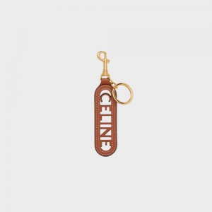 Tan Celine PERFORATED KEYRING CHARM in SMOOTH CALFSKIN Leather Goods Accessories | CL-592899